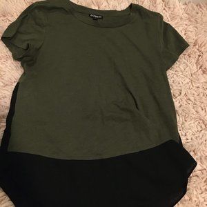 Express black and green 2 fabrics shirt